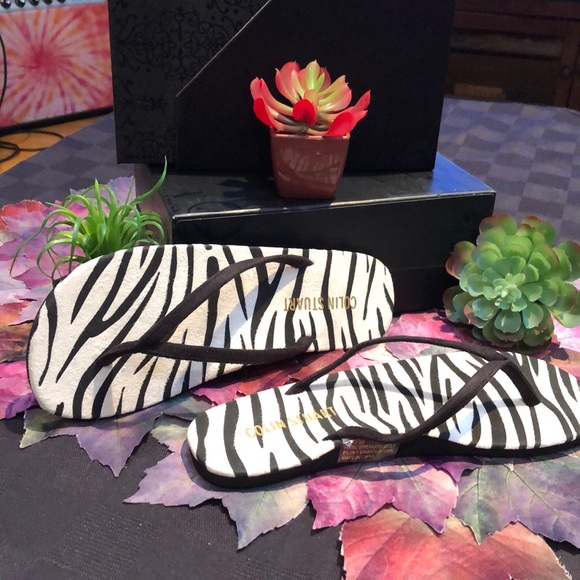 COLIN STUART Suede Animal Print Thong NWOT - Picture 6 of 7